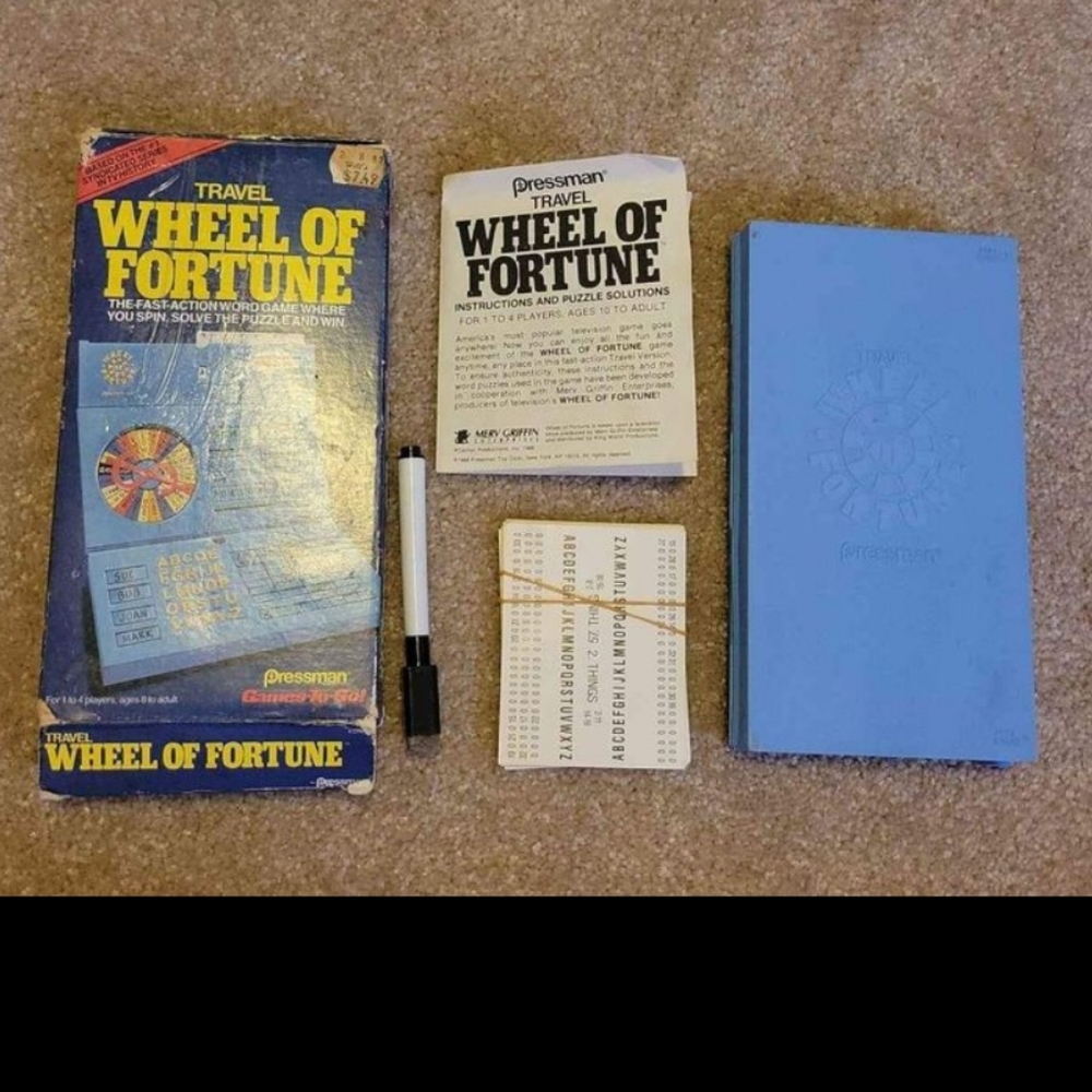 Vintage Travel Wheel of Fortune Game Pressman Vintage 1988 Complete.